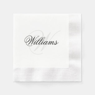 Schwarz-Weiß-Monogramm-Name Cocktail-Cocktail Serviette