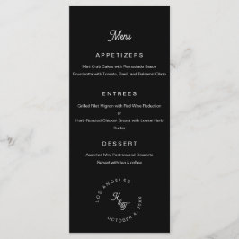 Schwarz-Weiß-Monogramm Persönliche Hochzeit Menükarte
