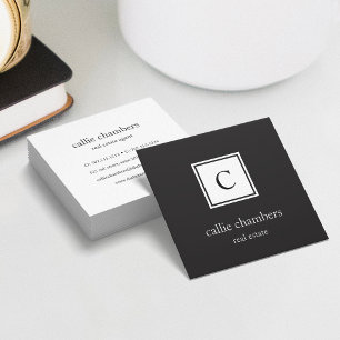 Schwarz-Weiß-Monogramm Quadratische Visitenkarte