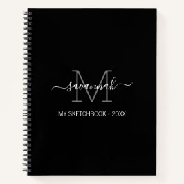 Schwarz-Weiß-Monogramm-Sketchbook Notizbuch