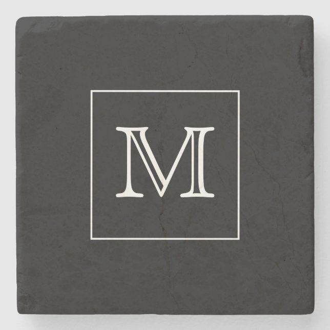 Schwarz-Weiß-Monogramm Steinuntersetzer (Vorderseite)