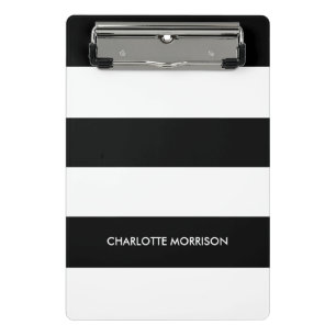 Schwarz-Weiß-Monogramm-Streifen Mini Klemmbrett