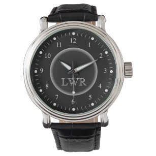 Schwarz-Weiß-Monogramm-Uhr Armbanduhr