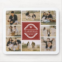 Schwarz-Weiß-Monogramm- und JahresfotoCollage Mousepad