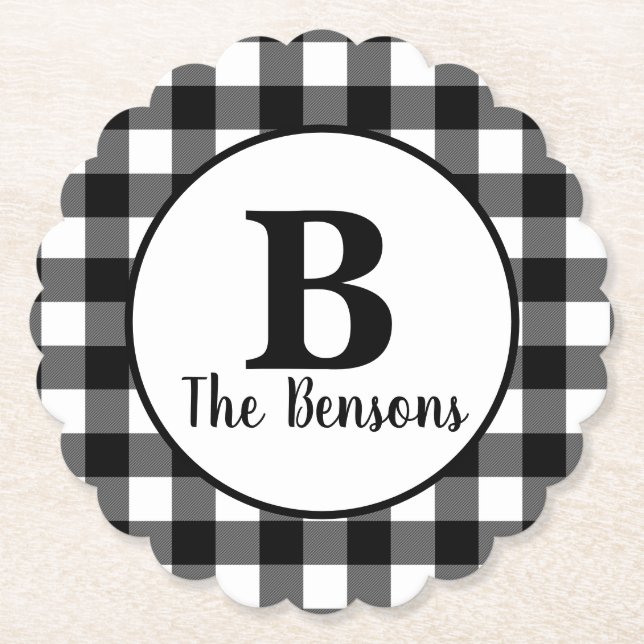 Schwarz-Weiß-Monogramm Untersetzer (Vorderseite)