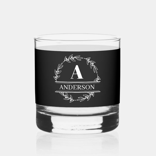 Schwarz-Weiß-Monogramm-Weichglas Whiskyglas (Vorderseite)