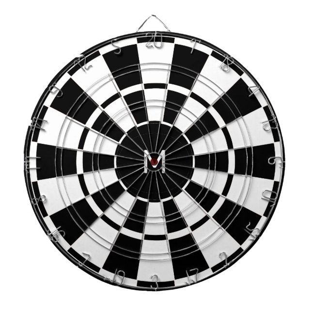 Schwarz & Weiß Monogrammiert Dartscheibe (vorne)