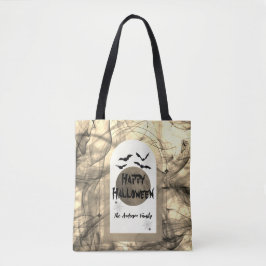Schwarz-weiß Moon Modern Spooky Happy Halloween Tasche
