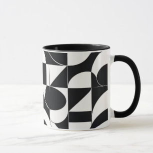 Schwarz-Weiß-Mosaik Abstractes Geometrisches Muste Tasse