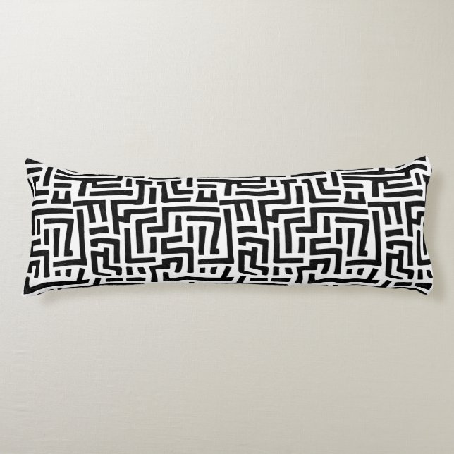 Schwarz-Weiß-Motiv | Geometrisches Muster Seitenschläferkissen (Vorderseite)