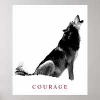 Schwarz-Weiß-Motivierend Courage Howling Wolf