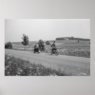 Schwarz-Weiß-Motorrad 1968 Poster