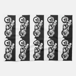 Schwarz-Weiß-Motorrad-Straße Handtuch