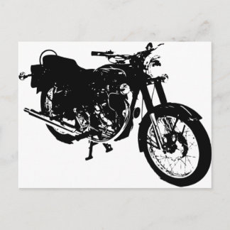 Schwarz-Weiß-Motorrad Zeichnend Postkarte