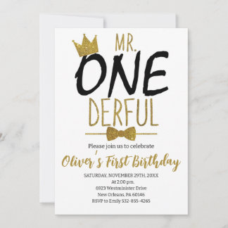 Schwarz & Weiß, Mr. Onederful Birthday, Little Man Einladung