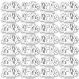 Schwarz-Weiß mr und mrs. Modernes Hochzeitsskript Aufkleber