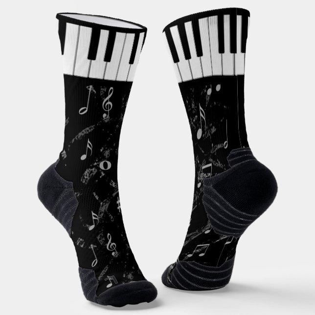 Schwarz-Weiß-Musik Socken (Gewinkelt)