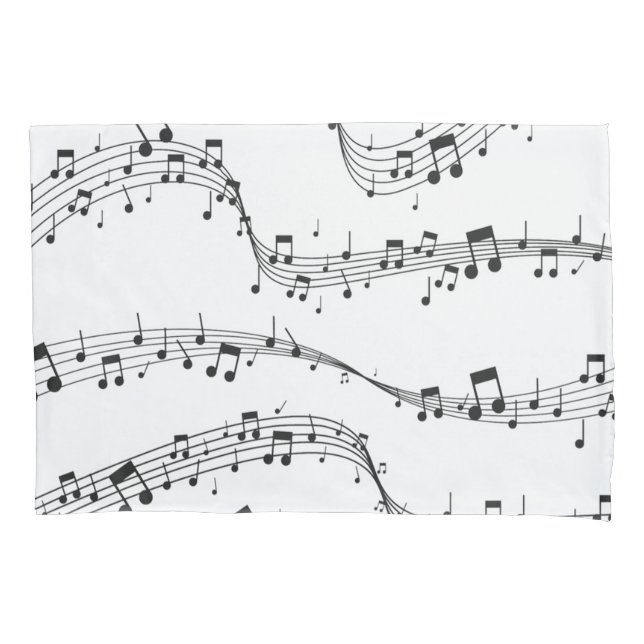 Schwarz-Weiß-Musiknote-Mustermusiker Kissenbezug (Vorderseite)