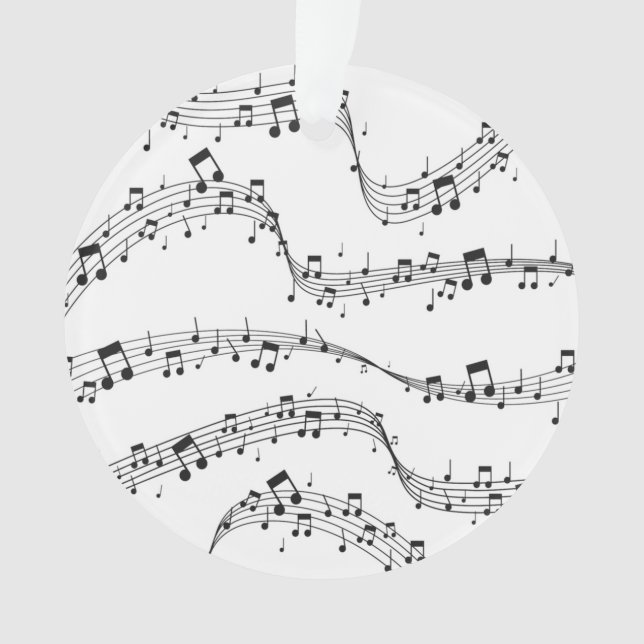 Schwarz-Weiß-Musiknote-Mustermusiker Ornament (Vorderseite)