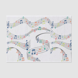 Schwarz-Weiß-Musiknote-Mustermusiker Seidenpapier