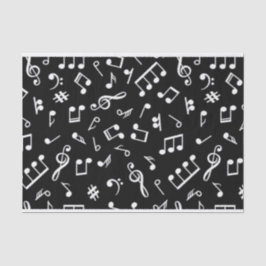 Schwarz-Weiß-Musiknote-Mustermusiker Seidenpapier