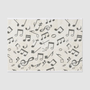 Schwarz-Weiß-Musiknote-Mustermusiker Seidenpapier