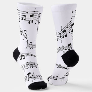 Schwarz-Weiß-Musiknote-Mustermusiker Socken