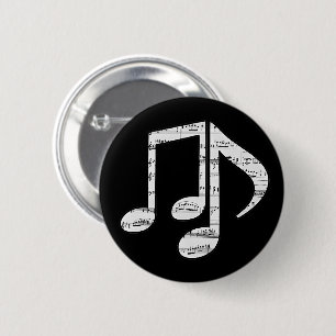 Schwarz-Weiß-Musiknoten Button