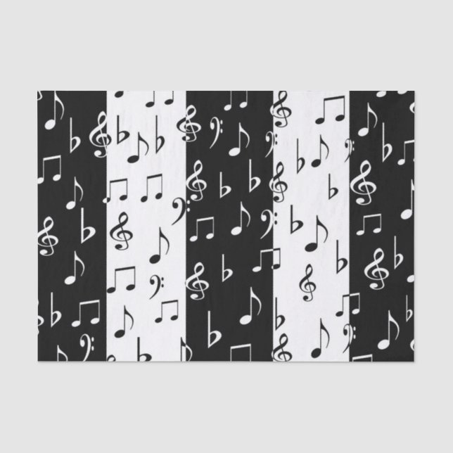 Schwarz-Weiß-Musiknoten - Gewebepapier Seidenpapier (Vorderseite)
