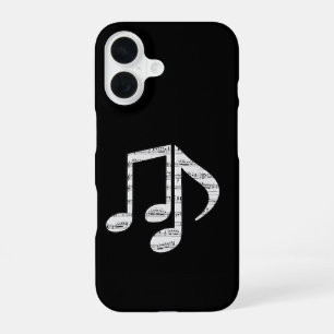 Schwarz-Weiß-Musiknoten-Handyhülle iPhone 16 Hülle
