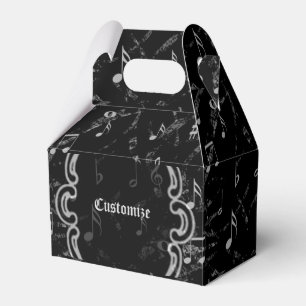 Schwarz-Weiß-Musiknoten Muster-Gable-Favor-Box Geschenkschachtel