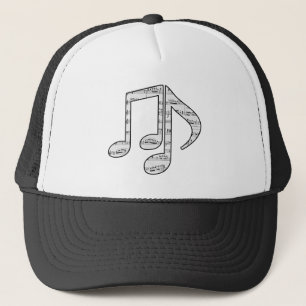 Schwarz-Weiß-Musiknoten-Mütze Truckerkappe
