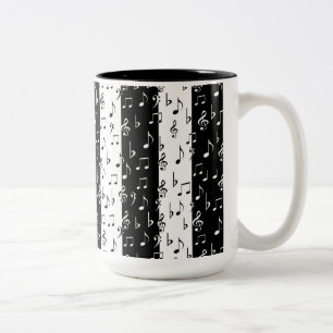 Schwarz-Weiß-Musikstreifen Zweifarbige Tasse