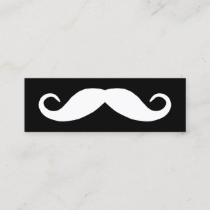 Schwarz-Weiß-Mustache Mini Visitenkarte