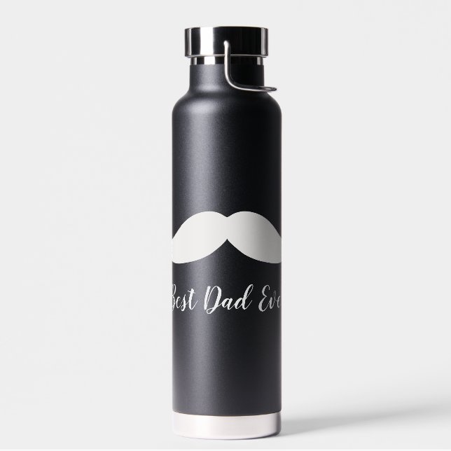 Schwarz-Weiß-Mustache Trinkflasche (Links)