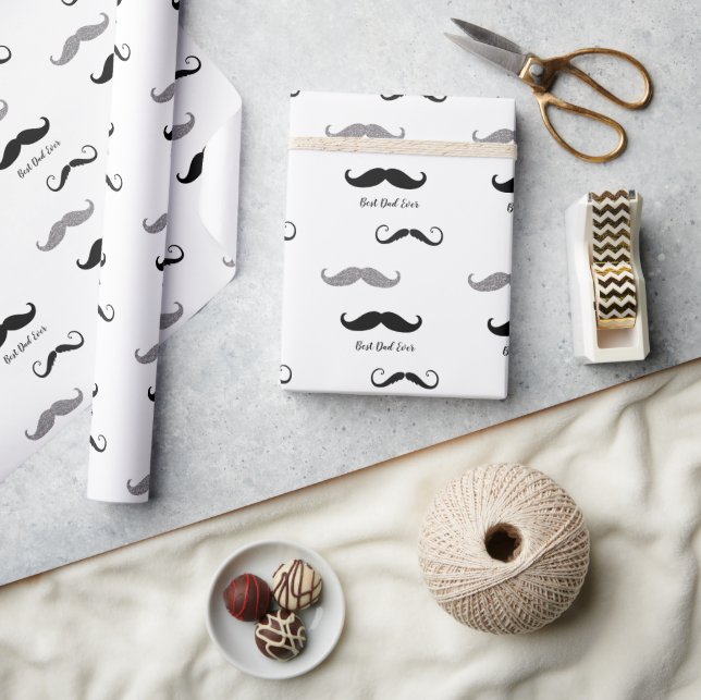 Schwarz-Weiß-Mustaches Geschenkpapier (Kunsthandwerk)