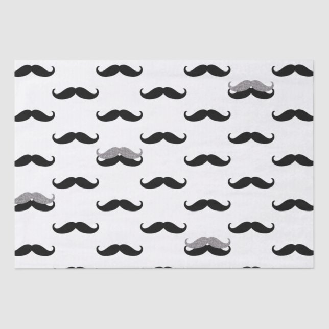Schwarz-Weiß-Mustaches Seidenpapier (Vorderseite)