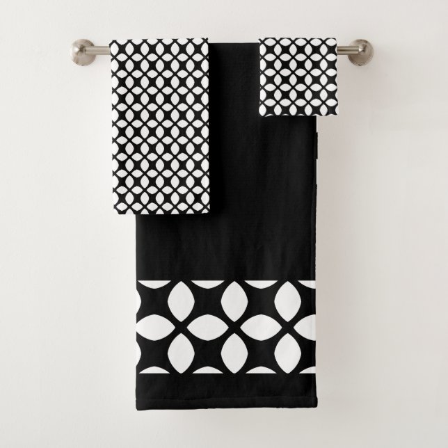Schwarz-Weiß-Muster Badhandtuch Set (Insitu)