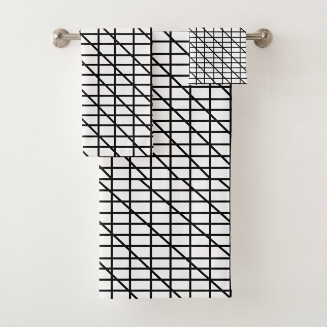 Schwarz-Weiß-Muster Badhandtuch Set (Insitu)