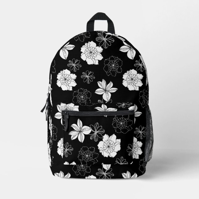 Schwarz-Weiß-Muster Bedruckter Rucksack (Vorderseite)