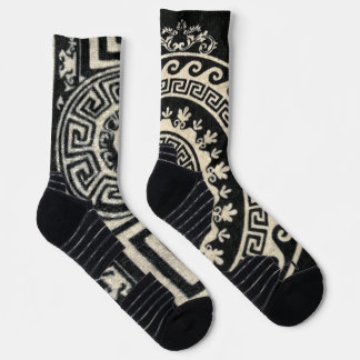 Schwarz-Weiß-Muster-Crew-Socken Socken