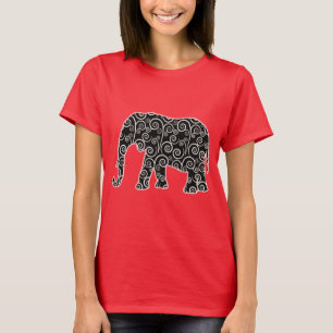 Schwarz-Weiß-Muster Elefant-Shirt T-Shirt