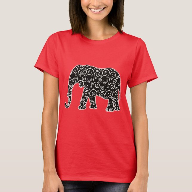 Schwarz-Weiß-Muster Elefant-Shirt T-Shirt (Vorderseite)