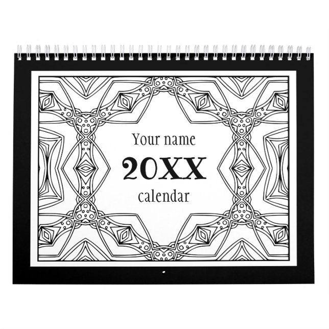 Schwarz-Weiß-Muster-Farbbuch Kalender (Titelbild)