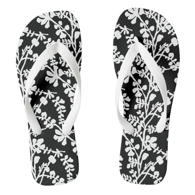 Schwarz-Weiß-Muster Flip Flops (Fußbett)