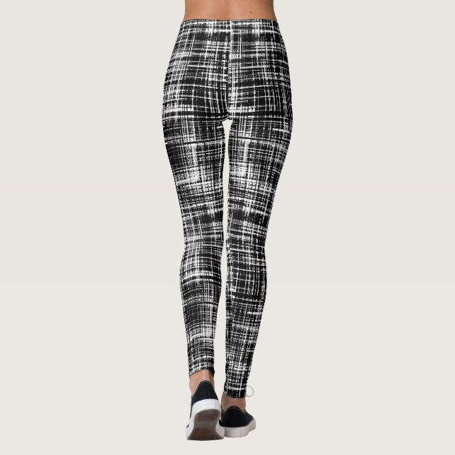 Schwarz-Weiß-Muster für Abstrakte Streifen Leggings (Rückseite)
