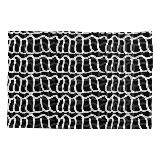 Schwarz-Weiß-Muster für Abstrakte Wavy-Line-Muster Kissenbezug (Rückseite)