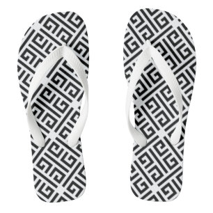 Schwarz-Weiß-Muster für griechisches Schlüsselmust Flip Flops