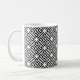 Schwarz-Weiß-Muster für griechisches Schlüsselmust Kaffeetasse