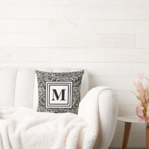 Schwarz-Weiß-Muster für moderne Monogramme Kissen